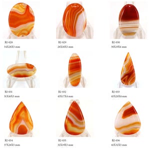 Orange Botswana Agate Cabochon Gemstone, Botswana Banded Agate Gemstone Cabochon, Carnelian Gemstone