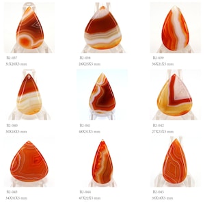 Botswana Banded Agate Gemstone Cabochon, Carnelian Gemstone, AAA Quality Orange Botswana Loose Polished Gemstone Pear Cabochons