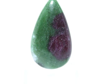 Pear Ruby Zoisite Cabochon Gemstone: 39.05 Carats (19X34X6 MM)