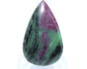 Pear Ruby Zoisite Cabochon Gemstone: Natural Loose Stone (35.15 Cts, 20X31X5 MM)