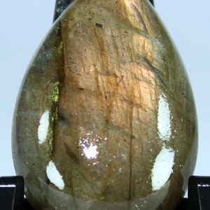 30.25 Natural Flashy Madagascan Labradorite Handcrafted Pear Cabochon Loose Gemstone 20x30x7 MM