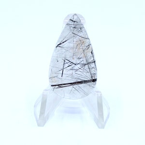 25.95 Cts Sparkling Black Rutile Quartz Pear Cabochon, Natural Black Rutile Quartz Loose Gemstone Cabochon {19x34x4 mm}