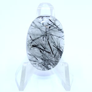 27.95 Cts. Mesmerizing Black Rutile Quartz Oval Cabochon, AAA Quality Black Rutile Quartz Gemstone {20x29x5 mm}