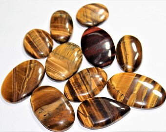 Beautiful Tiger&#39;s Eye Gemstone Cabochon Lot, Hawk&#39;s Eye Loose  Cabochon Gemstone Lot, Natural Tiger Eye Gemstone Wholesale Lot