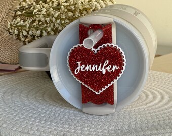 Valentines tumbler name tag / 40oz30oz tumbler personalized name tag / heart name plate / tumbler plate / Name Plate