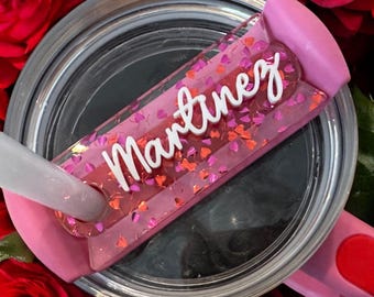 Valentines tumbler name tag / 40oz30oz tumbler personalized name tag / heart name plate / tumbler plate / Name Plate