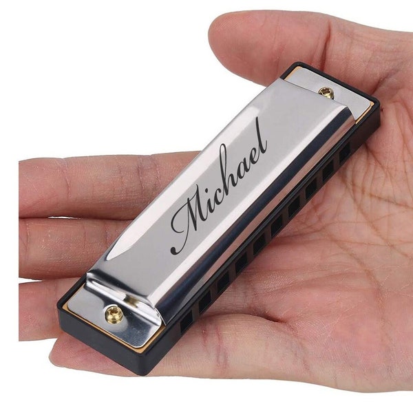 Personalized HARMONICA Custom Engraved Standard C Groomsmen Gifts for Dad Him Men Boyfriend Diatonic Music Blues Jazz Folk Rock Band