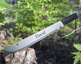 Personalized MACHETE & SHEATH Knive Custom Engraved Camping Hunting Survival Hiking Groomsmen Gifts for Him Dad Men Boyfriend Birthday 21"