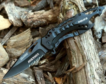 Personalized POLICE POCKET KNIFE for Knives Law Enforcement Officer Cop Multitool Groomsmen Birthday Gift for Him Dad Men Hunting Custom