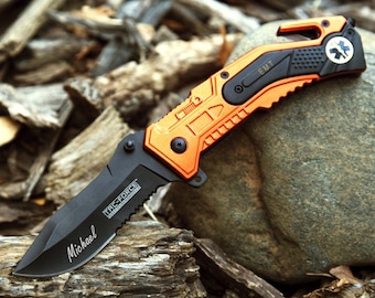 Personalized EMT EMS Pocket Knife with Clip Knives Seatbelt Cutter Glass Window Breaker Multitool Gift for Him Dad Men Hunting Custom