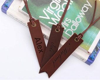 Personalized LEATHER BOOKMARK & TASSEL Custom Engraved Teacher Reader Groomsmen Gifts for Dad Him Men Boyfriend Gifts for Her Mom Women