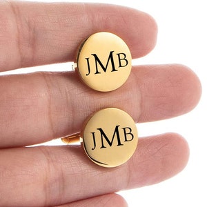 Personalized CUFFLINKS for Groom Cuff Links for Groomsmen Gift for Him Dad Men Father of Bride Wedding Silver Gold Black Custom Engraved