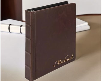 Personalized LEATHER 3 RING BINDER Custom Engraved Padfolio Pad Organizer Business Corporate Gifts for Him Dad Men Her Women Mom Fathers Day