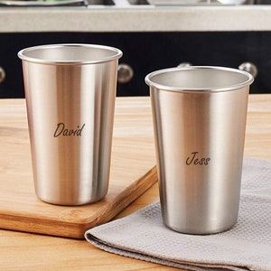 Personalized Stainless Steel Pint Cup Tumblers Cup Mug Gift for Him Dad Men Brother Camping (Set of 2) Birthday Boyfriend Grandpa