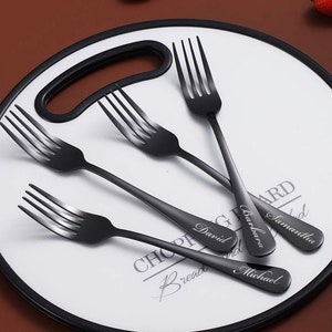 Personalized fork Dinnerware Utensil Wedding Groomsmen Gift for Her Graduation Mom Kitchen Cutlery Cook Chef Stainless Steel Custom Engraved