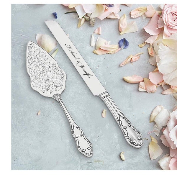 Personalized Cake Cutting Knife Set Etsy