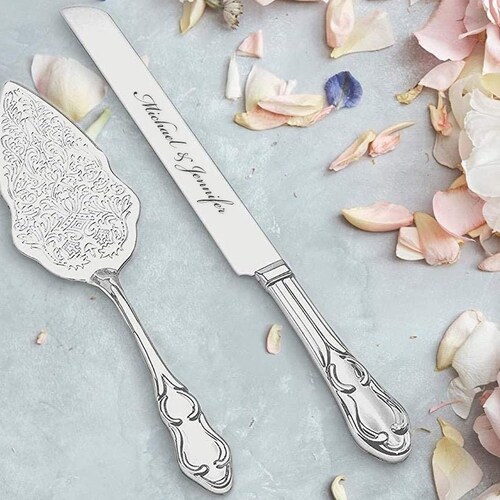Personalized Gold Wedding Cake Knife and Server Set 2pc Etsy
