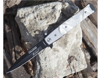 Personalized Pearl White POCKET KNIFE 30th Anniversary Wedding Birthday Gift for Him Dad Men Husband Boyfriend Custom Engraved Engraved