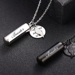 Personalized URN NECKLACE Cremation Jewelry for Men Women Human Ashes Keepsake Dog Cat Hair Pet Memorial Sympathy Waterproof Custom Engraved