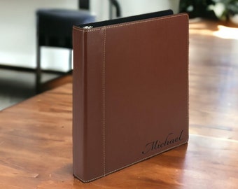 Personalized LEATHER 3 RING BINDER Custom Engraved Padfolio Pad Organizer Business Corporate Gifts for Him Dad Men Her Women Mom Fathers Day