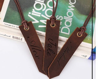 Personalized LEATHER BOOKMARK & TASSEL Custom Engraved TeacReader GIfts for Him Gifts for Her Mom Women