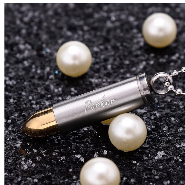 Stainless Steel Bullet Pendant Necklace – Prayer Cremation Ashes Urn For Men Women (19 Inch)