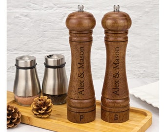 Personalized SALT & PEPPER SHAKERS Grinder Mill Custom Engraved Gifts for Him Dad Boyfriend Mom Women Her Home Kitchen Cooking Housewarming