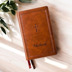 Personalized NKJV BIBLE Name Christian Baptism Gift for Him Dad Men Her Mom Catholic Confirmation Communion Wedding Birthday Custom Engraved