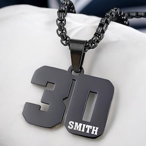 Personalized NUMBER NECKLACE for Boys Girls Team Gift Numbers Football Baseball Softball Basketball Hockey Soccer Lacrosse Custom Engraved