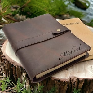 Personalized LEATHER JOURNAL for Women Notebook Cover Holder Travel Diary Groomsmen Gift for Him Dad Men Her Mom Birthday Custom Engraved