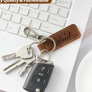 Personalized LEATHER KEYCHAIN Key Chain Car Accessories Keychain Groomsmen Gift for Him Dad Men Gift for Keys Birthday Custom Engraved