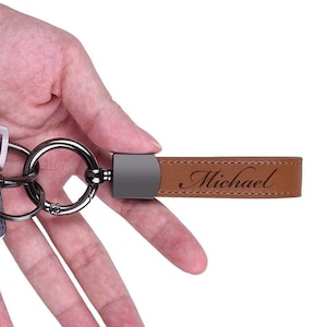 Personalized LEATHER KEYCHAIN Key Chain Car Accessories Keychain Groomsmen Gift for Him Dad Men Gift for Keys Birthday Custom Engraved