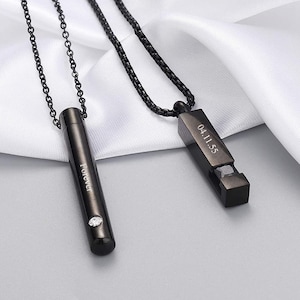 Personalized URN NECKLACE Cremation Jewelry for Men Women Human Ashes Keepsake Dog Cat Hair Pet Memorial Sympathy Waterproof Custom Engraved
