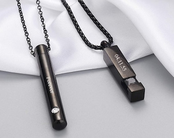 Personalized URN NECKLACE Cremation Jewelry for Men Women Human Ashes Keepsake Dog Cat Hair Pet Memorial Sympathy Waterproof Custom Engraved