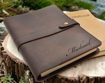 Personalized LEATHER JOURNAL for Men Women Travel Diary Notebook Graduation Birthday Gift for Him Her Teacher Coach Wedding Fathers Day