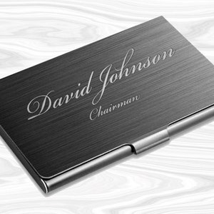 Personalized BUSINESS CARD HOLDER Custom Engraved Case Groomsmen Gifts for Dad Him Men Boyfriend Doctor Realtor Boss Office Engraved