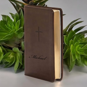 Personalized KJV BIBLE Name Christian Baptism Gift for Him Dad Men Her Mom Catholic Confirmation Communion Wedding Birthday Custom Engraved