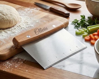 Personalized DOUGH SCRAPER Bench Pastry Cutter Chopper Bread Baking Pizza Home Kitchen Birthday Gift for Her Mom Women Fathers Day Custom