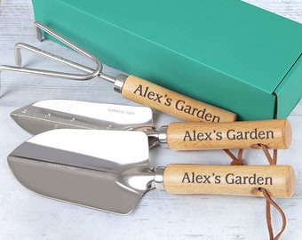 Personalized GARDENING GIFT SET Garden Tools Plant Planting Custom Engraved Retirement Gifts for Him Dad Men Boyfriend Gifts Her Mom Women