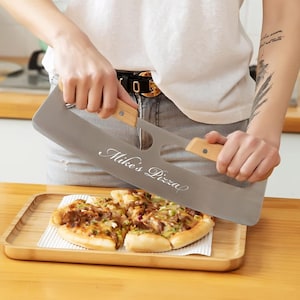 Personalized PIZZA AXE CUTTER Wheel Rocker Peel Custom Engraved Cooking Kitchen Home Gifts for Him Dad Men Boyfriend Gift for Women Mom Her