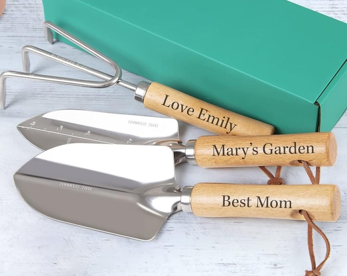 Personalized GARDENING TOOLS SET Custom Engraved Garden Tool Home Gifts for Him Dad Men Boyfriend Gift for Her Mom Women Retirement 3 Tools