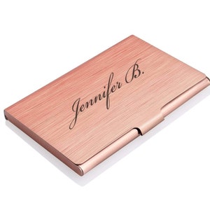 Personalized BUSINESS CARD HOLDER Case Custom Engraved Birthday for Women Mom Her Gift Realtor Pink Rose Gold image 10