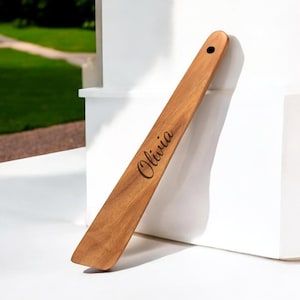 Personalized WOOD SPATULA Baking Mixing Spoon Spatula Turner Egg Home Kitchen Chef Housewarming Gift for Her Women Mom Girlfriend Birthday