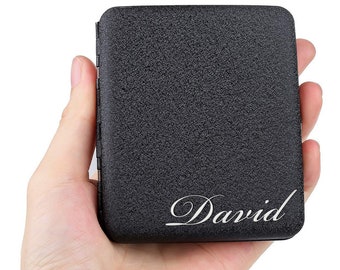 Personalized CIGARETTES CASE HOLDER Cigarette Box Custom Engraved Groomsmen Gifts for Dad Him Boyfriend Gift for Men (Holds 20)