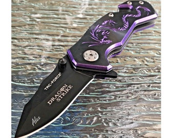 Personalized POCKET KNIVE for Men with Clip Knife Knives Engraved Purple Dragon Groomsmen Gifts for Dad Him Boyfriend Her Women Multitool