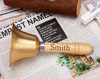 Personalized HANDBELL Custom Engraved Brass Hand Bell Dinner School Wedding Gifts for Dad Birthday Gifts for Her Mom Women Home Housewarming