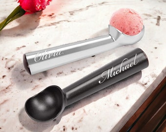 Personalized ICE CREAM SPOON Scoop Custom Engraved Scooper Scoopers Melon Baller Gifts for Her Women Mom Kid Children Boyfriend Home Kitchen