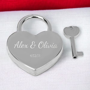 Personalized HEART LOCK Love Padlock Couples Gift for Him Dad Men Her Mom Girlfriend Husband Promise Bridge Wedding Birthday Custom Engraved