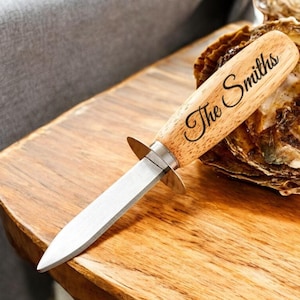 Personalized OYSTER SHUCKER Knife Clam Oyster Home Kitchen Housewarming Groomsmen Gift for Him Dad Men Her Mom Birthday Custom Engraved