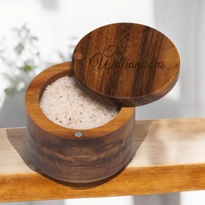 Personalized SALT & SPICE BOX Cellar Storage Case Sugar Jar Home Decor Kitchen Cooking Housewarming Gift for Her Mom Women Christmas Custom